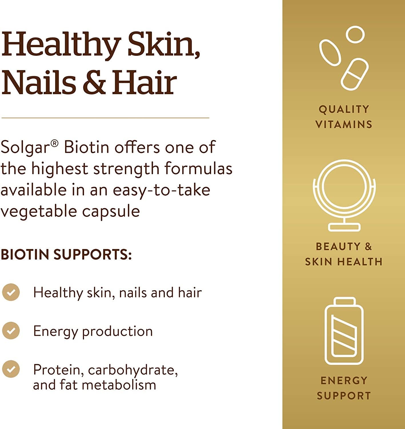 Solgar Biotin 10,000 mcg, 60 Vegetable Capsules - 60 Servings