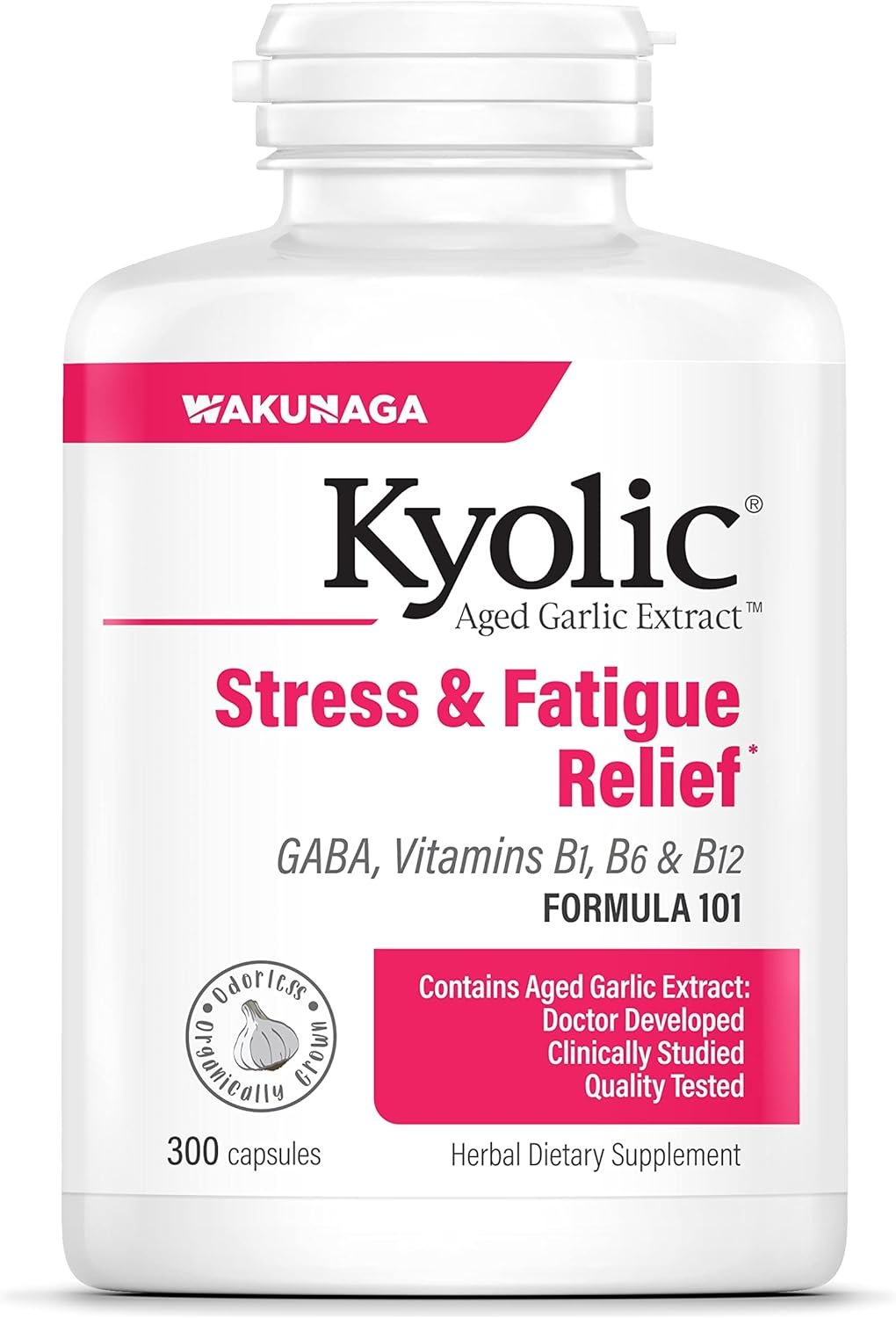 Kyolic Aged Garlic Extract Formula 101, Stress and Fatigue Relief, 300 Capsules (Packaging May Vary)