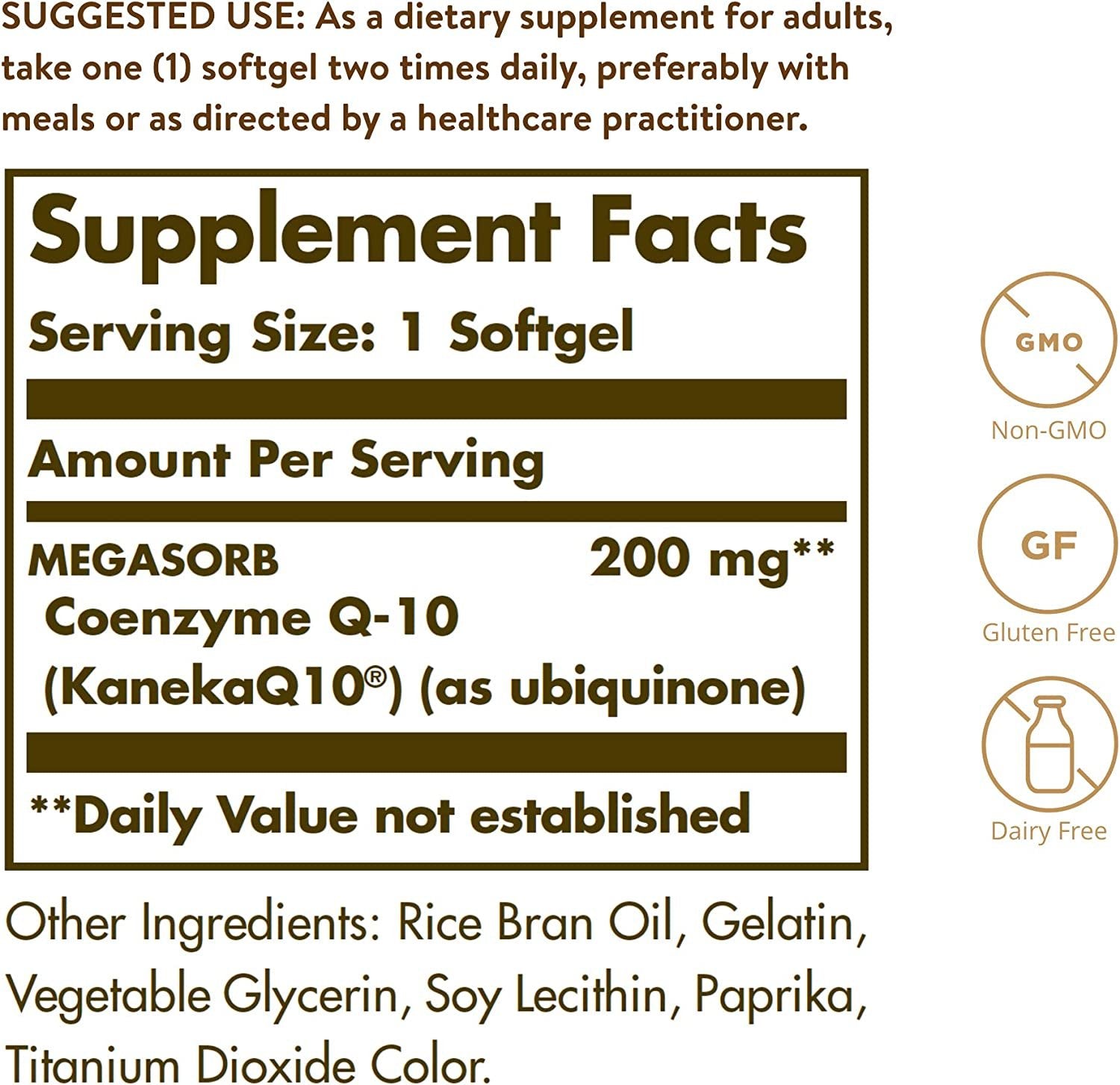 Solgar Megasorb CoQ-10 200 mg, 60 Softgels - Supports Heart & Brain Function - Coenzyme Q10 Supplement - Enhanced Absorption - Gluten Free, Dairy Free - 60 Servings