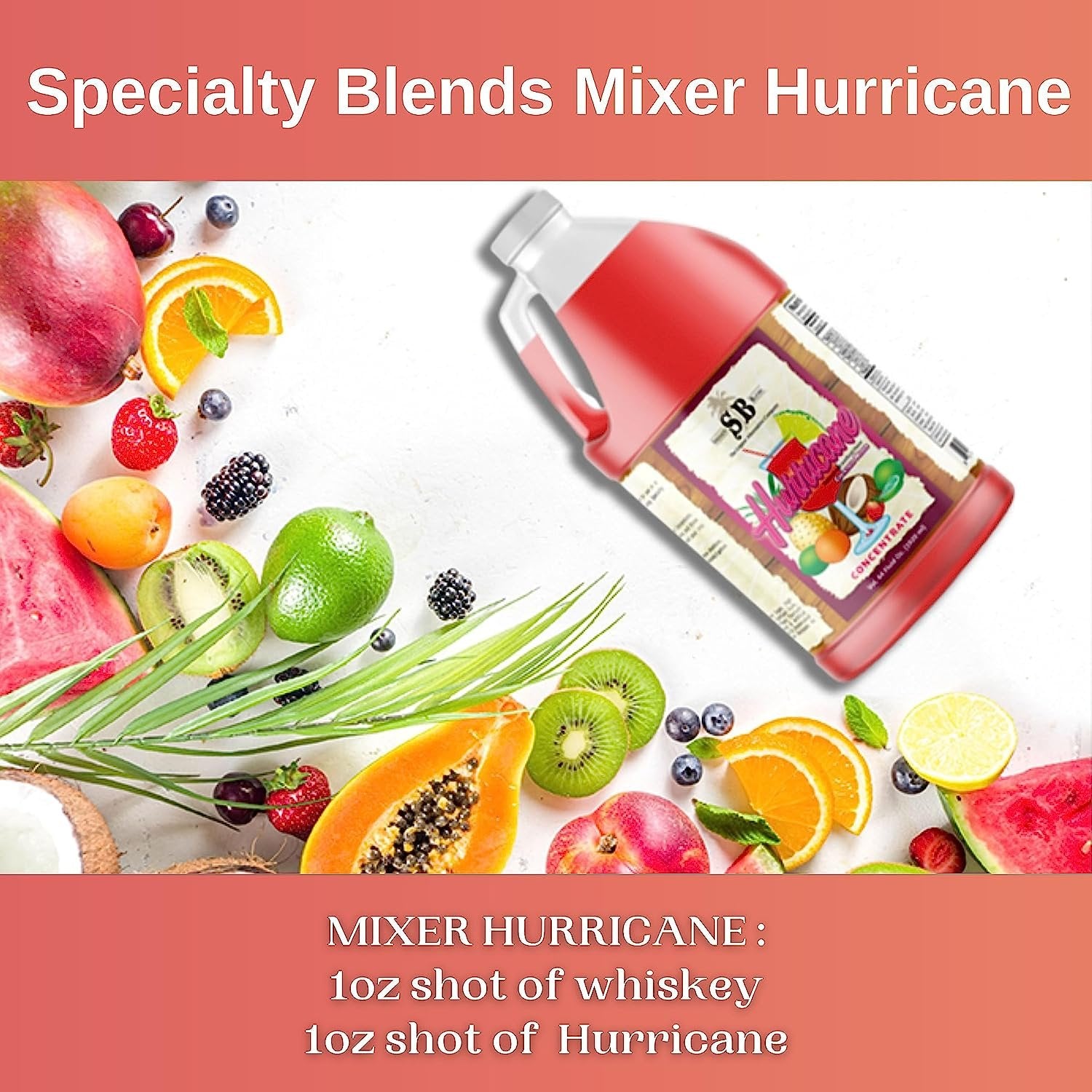Specialty Blends Hurricane Flavored Syrup Cocktail Mixer Concentrate, Made with Hurricane Flavor Syrups For Drinks, 1/2 Gallon (Pack of 1) - with Bonus Worldwide Nutrition Multi Purpose Key Chain