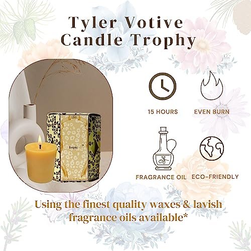 Tyler Candle Company Trophy Votive Candles - Luxury Scented Candle with Essential Oils - 4 Pack of 2 oz Small Candles with 15 Hour Burn Time Each - w/Bonus Multi-Purpose Worldwide Nutrition Key Chain