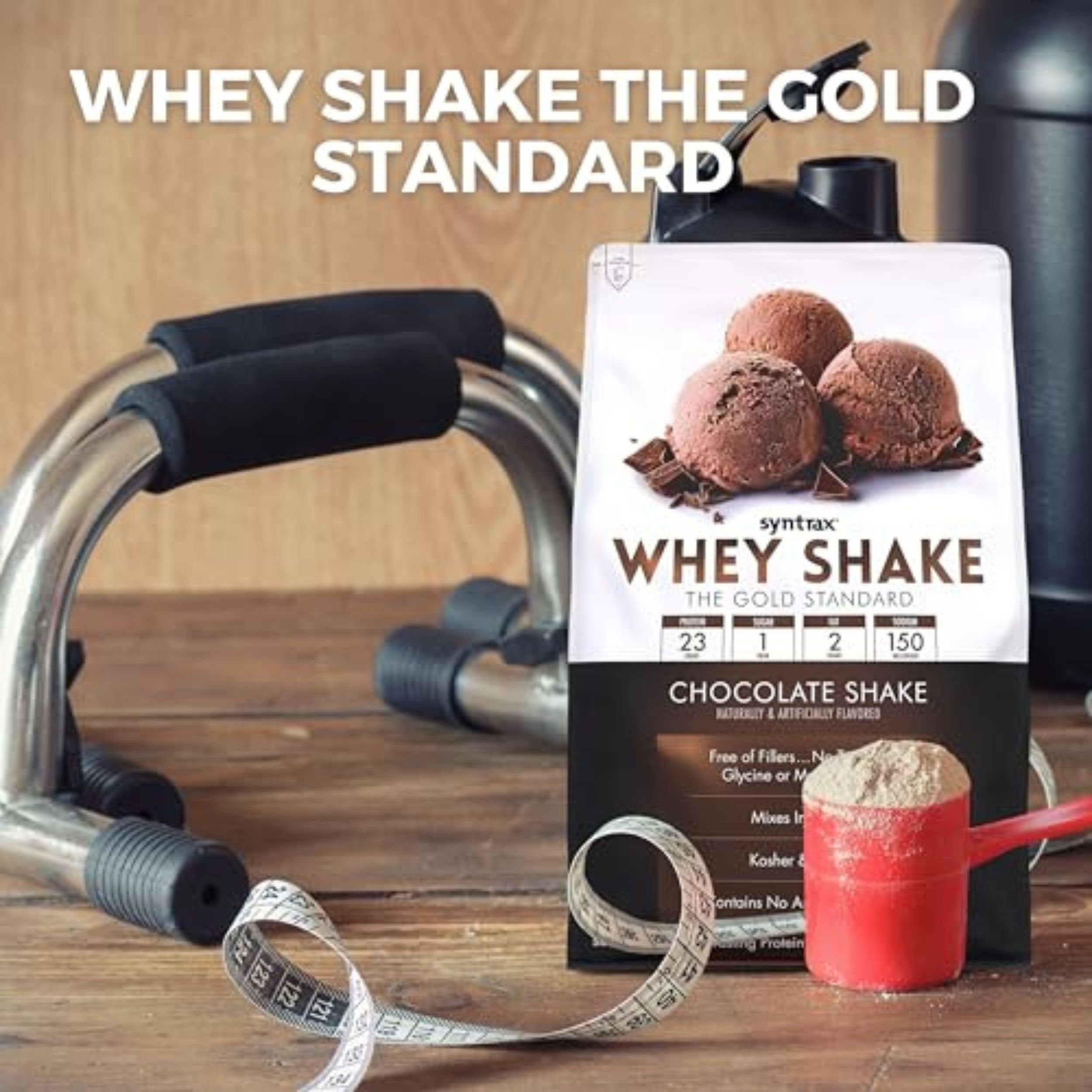 Syntrax Bundle, 2 Items Whey Shake, Native Grass-Fed Wholesome Denatured Whey Protein Concentrate with Glutamine Peptides, Chocolate Shake, 5 Pounds (SW5CS) with Worldwide Nutrition Keychain