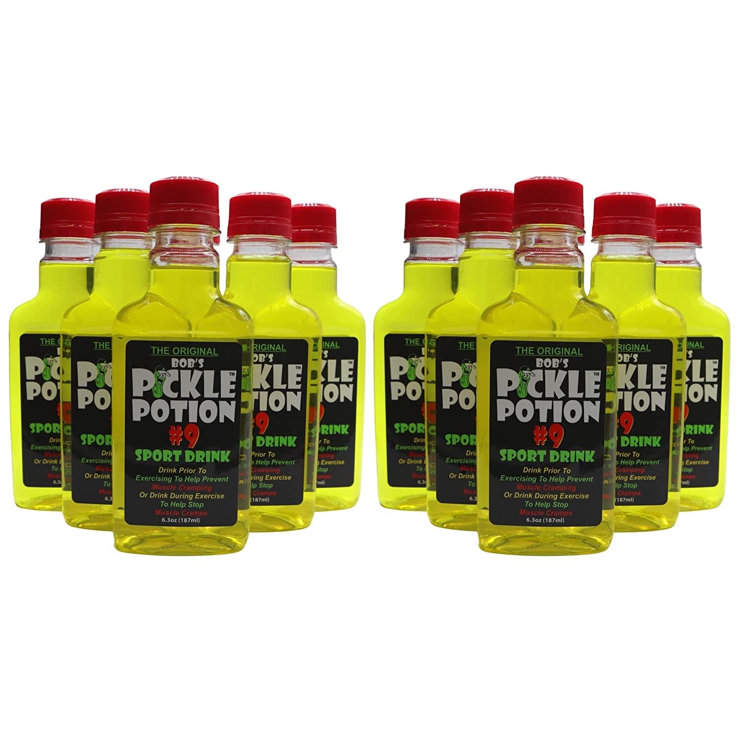 Bob's Pickle Potion #9 Sport Drink - 6.3 Oz 187ml - 12 Pack of Pickle Juice Bottles - Sports Drink for Post or Pre Workout - Muscle Cramp Support Pickle Juice Drink