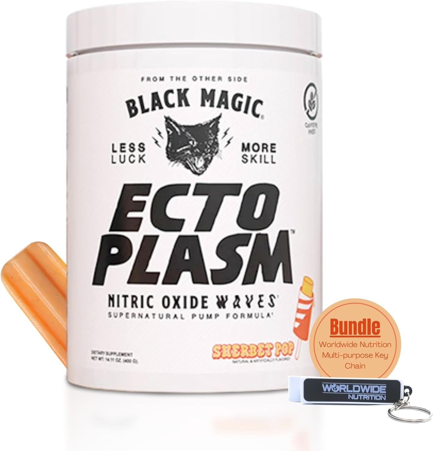 Black Magic Supply Ecto Plasm Nitric Oxide Waves - Supernatural Pump Formula - Sherbet Pop - 400g - with Multipurpose Key Chain