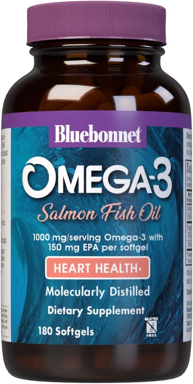 BlueBonnet Natural Omega-3 Salmon Oil Softgels, 180 Count, White