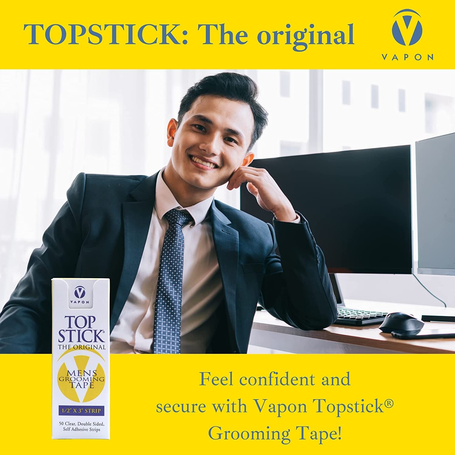 Vapon Topstick - The Original Men's Grooming Tape - 50 Count 1/2 x 3