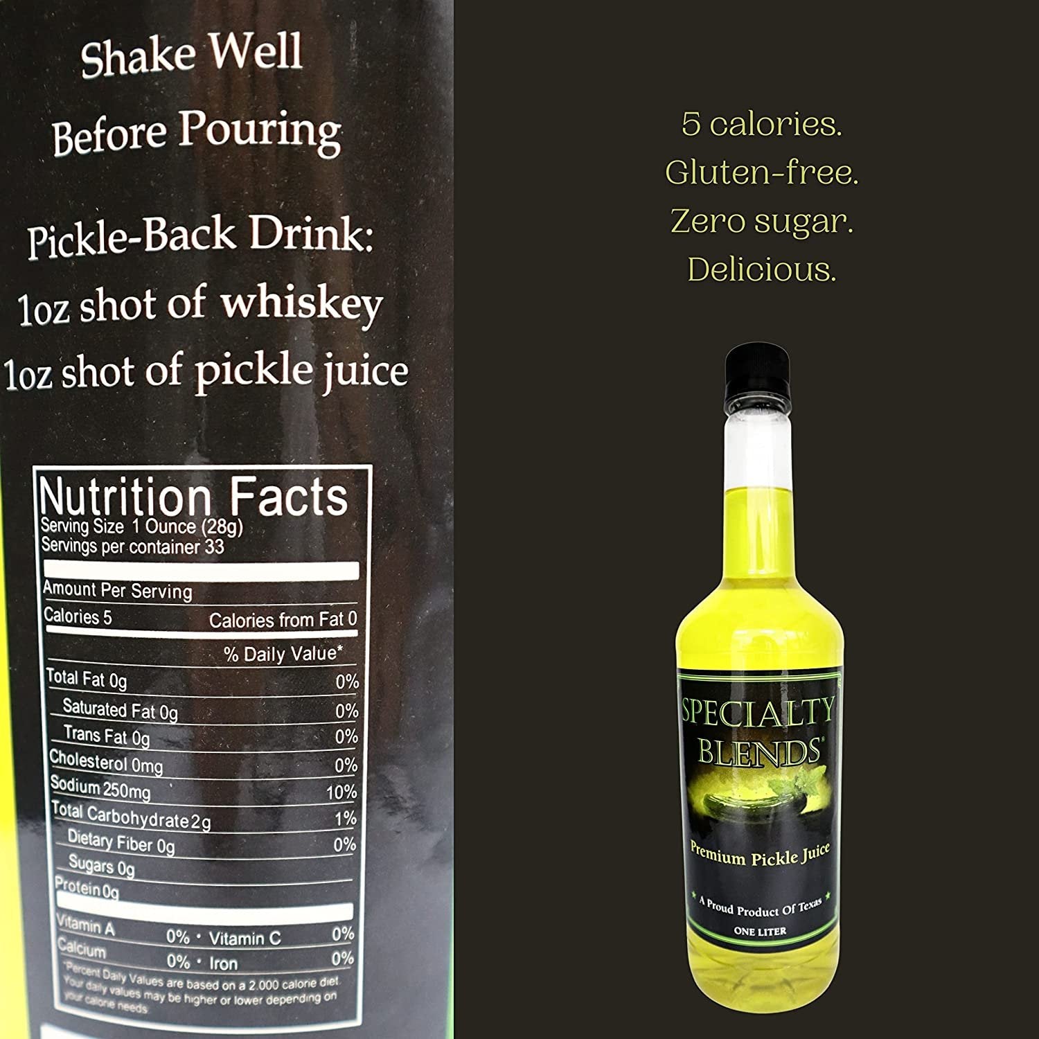 Specialty Blends - Premium Pickle Juice - Pickle Juice for Leg Cramps , Freeze Pops, Drink Mixer - Gluten Free, Keto Friendly, Natural Electrolyte Drink - Made in USA - 1L - (Bottle, 1)