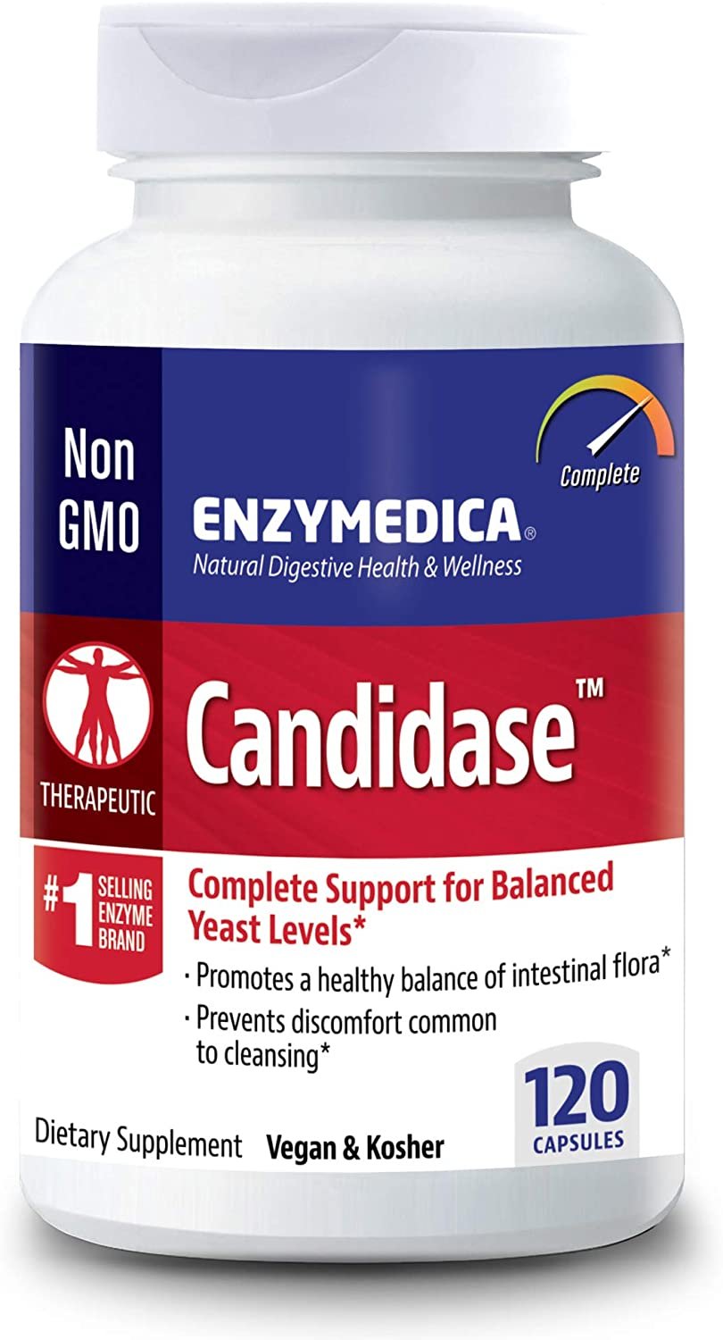 Enzymedica, Candidase, 120 Capsules, Enzyme Supplement to Support Balanced Yeast Levels and Digestive Health, Vegan, 60 Servings
