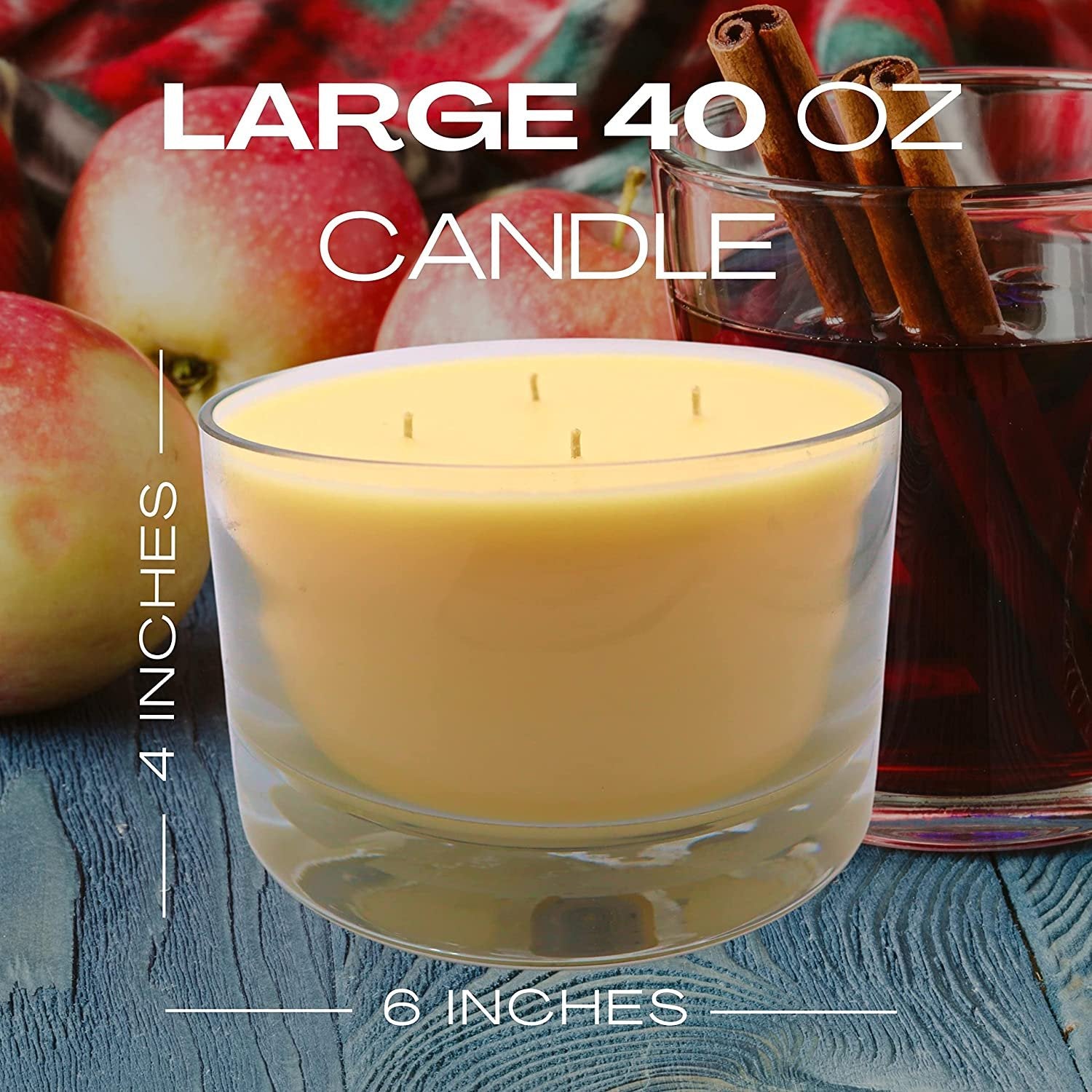 Tyler Candle Company 40 oz Mulled Cider Scented Candle | 4 Wick Large Candle | 220 Hr Burn | Decorative Candles | Home Decor Gift for Women & Men w Worldwide Nutrition Multi Purpose Key Chain