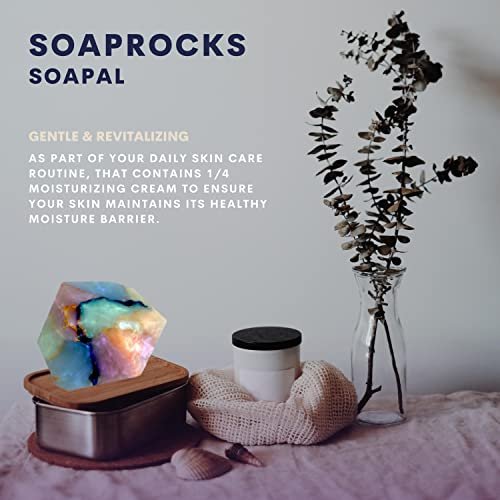 TS Pink Soapal SoapRocks - Bar Soap for Bath, Body, Face & Hand soap - Bathroom Decor & Bubble Bath Home Essentials - Bathroom Soap Gifts for Women & Men Gift Set - 6oz Bar with Bonus Key Chain