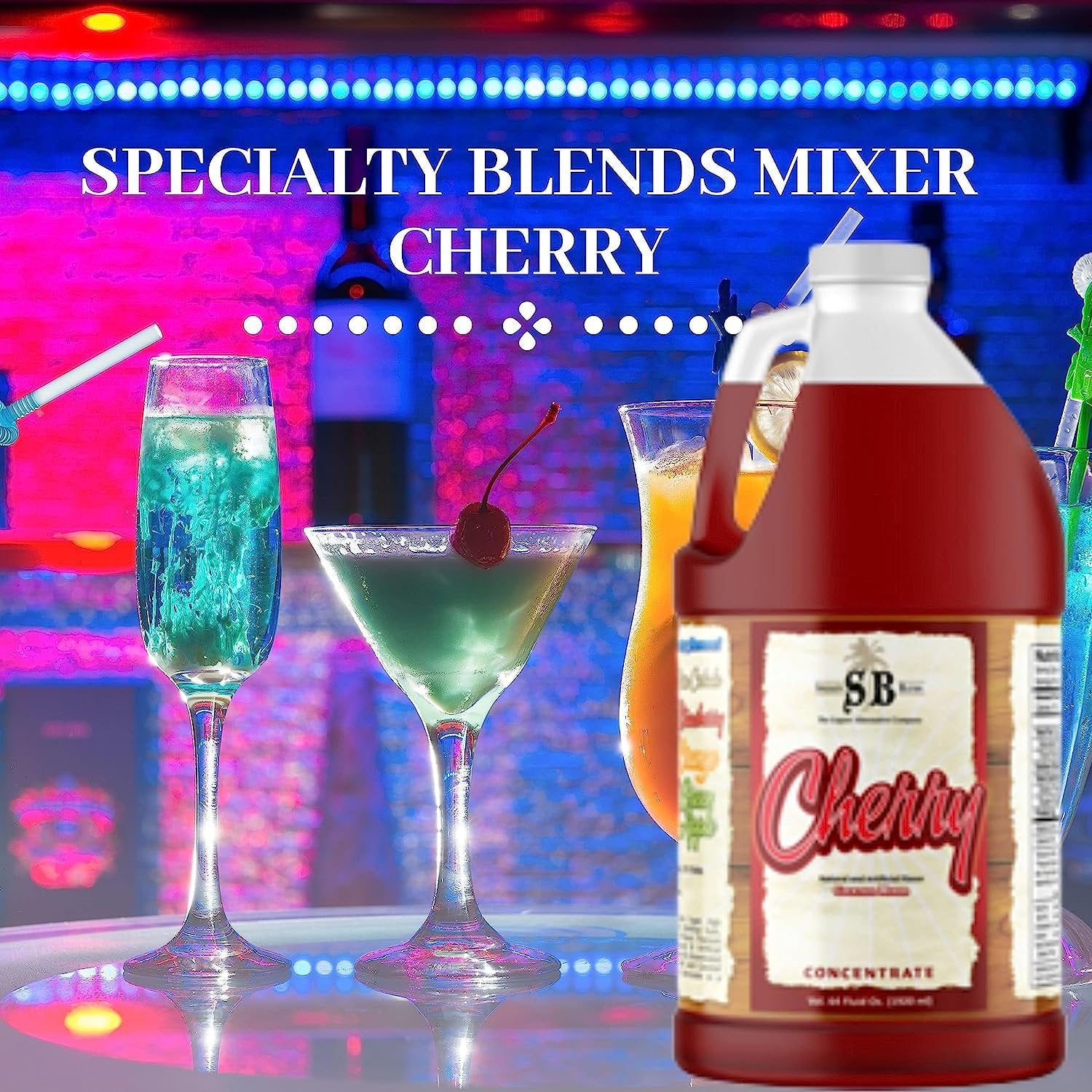 Specialty Blends Cherry Flavored Syrup Cocktail Mixer Concentrate, Made with Organic Cherry Flavor Syrups For Drinks, 1/2 Gallon (Pack of 1) - with Bonus Worldwide Nutrition Multi Purpose Key Chain