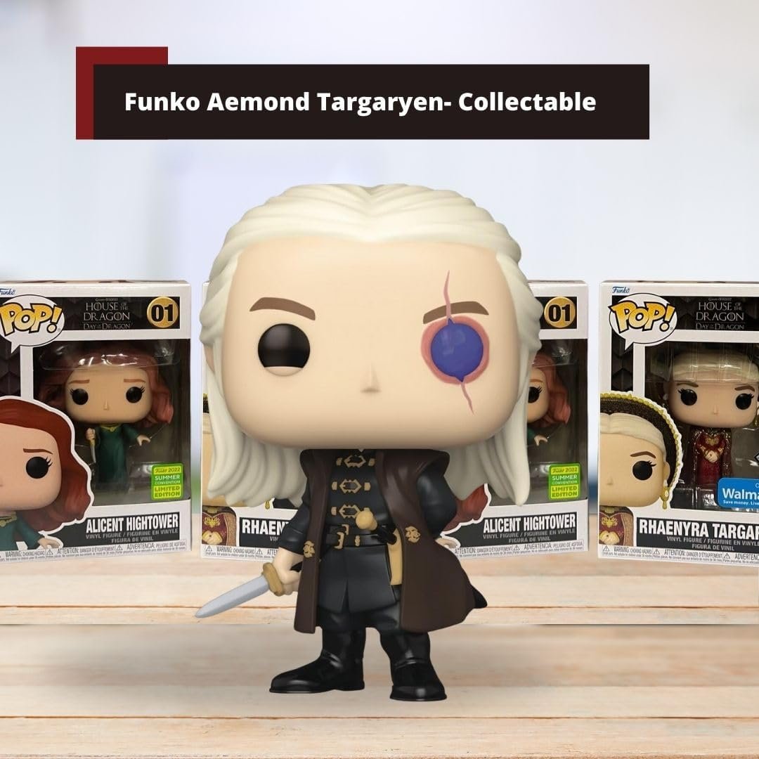Worldwide Nutrition Bundle: Funko House of Dragon - Aemond Targaryen Multicolor, 3.75 inches Glow-in-The-Dark Chase Vinyl Figure with Compatible Box Protector Case and Multi-Purpose Key Chain