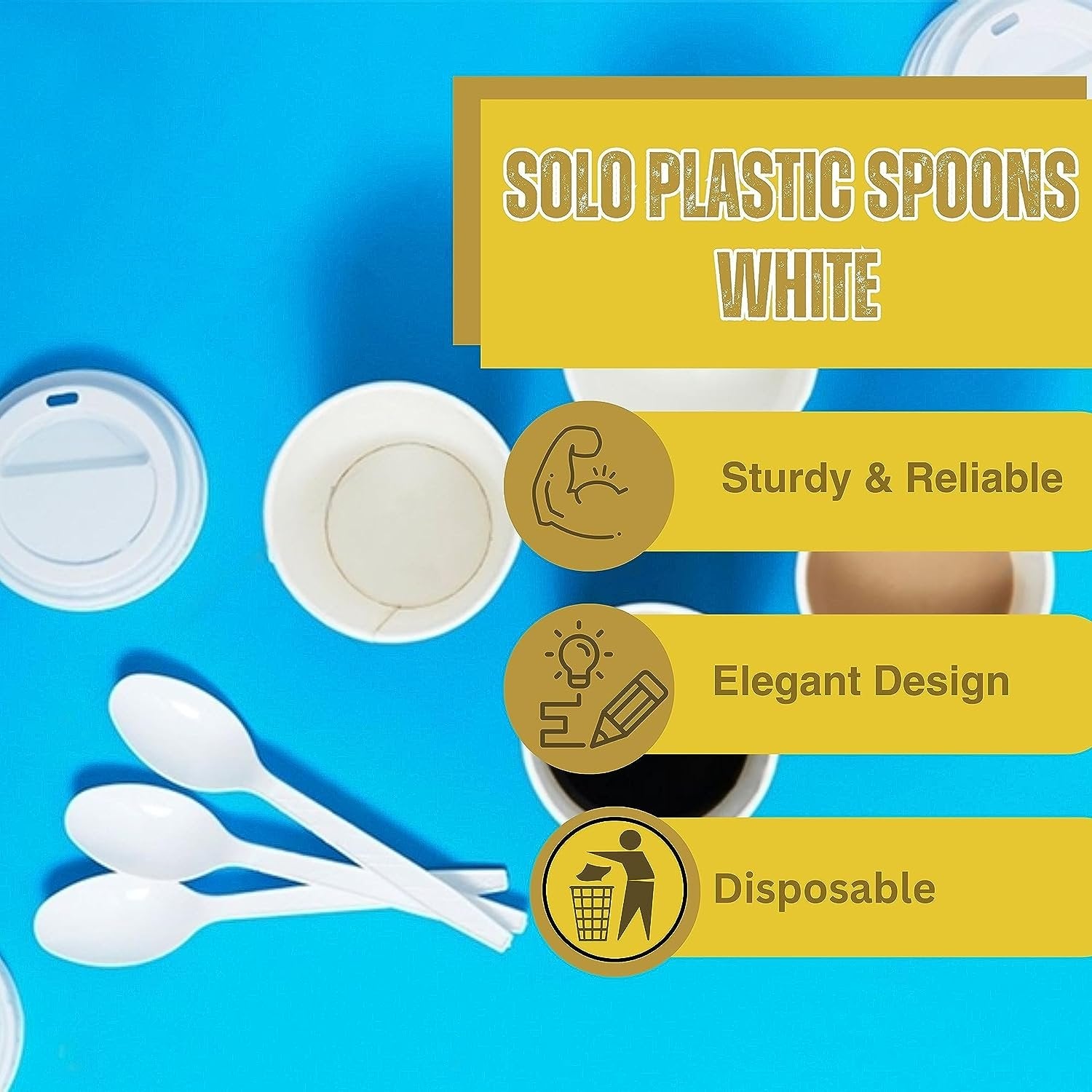 Solo Heavyweight Disposable 6-inch White Spoons Plastic Cutlery - 1 Box of 500ct with WWN Multi-Purpose Keychain