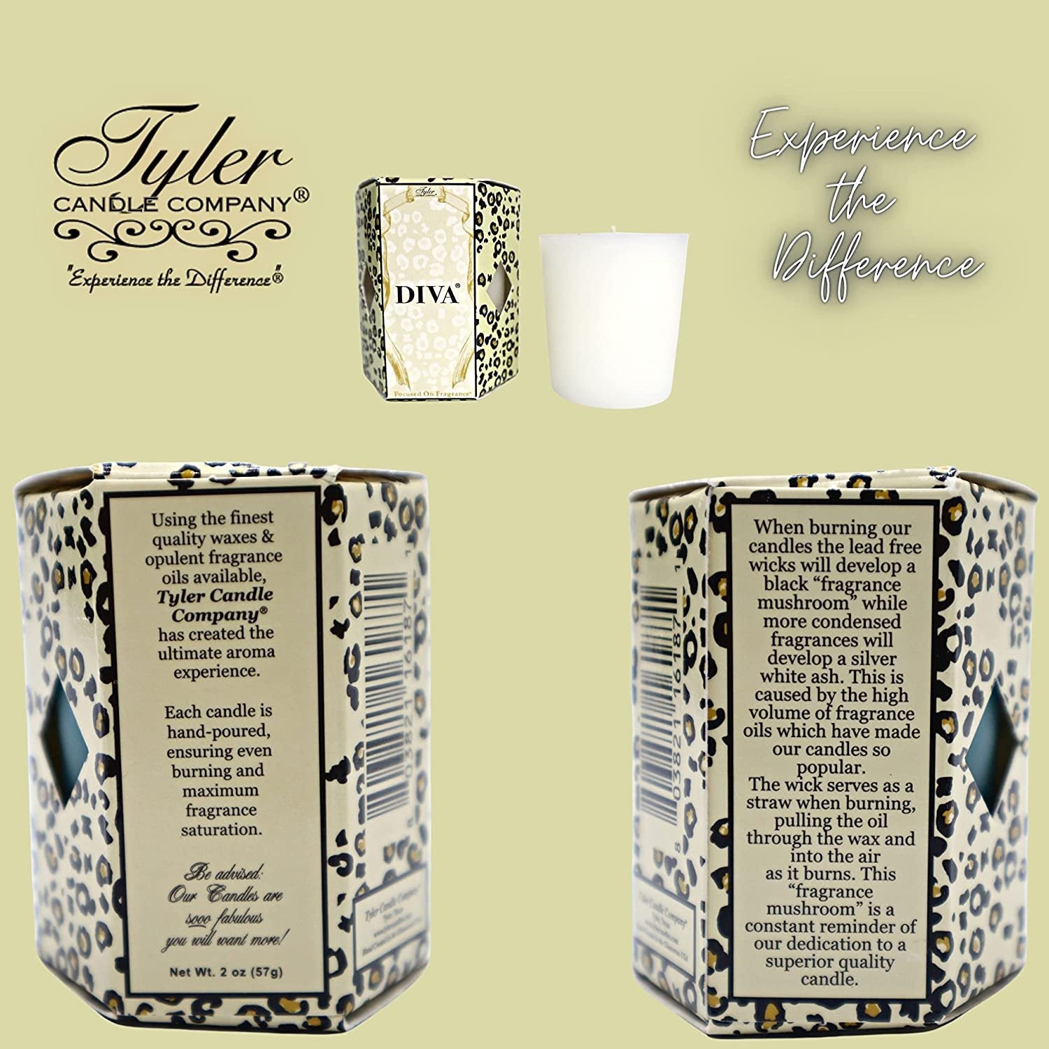 Tyler Candle Company, Diva Superior Votive Candles, Ultimate Aromatherapy Experience, Luxury Scented Candle with Essential Oils, Case of 16 Tyler Small Candles, 2 oz and 15 Hr Burn Time Each