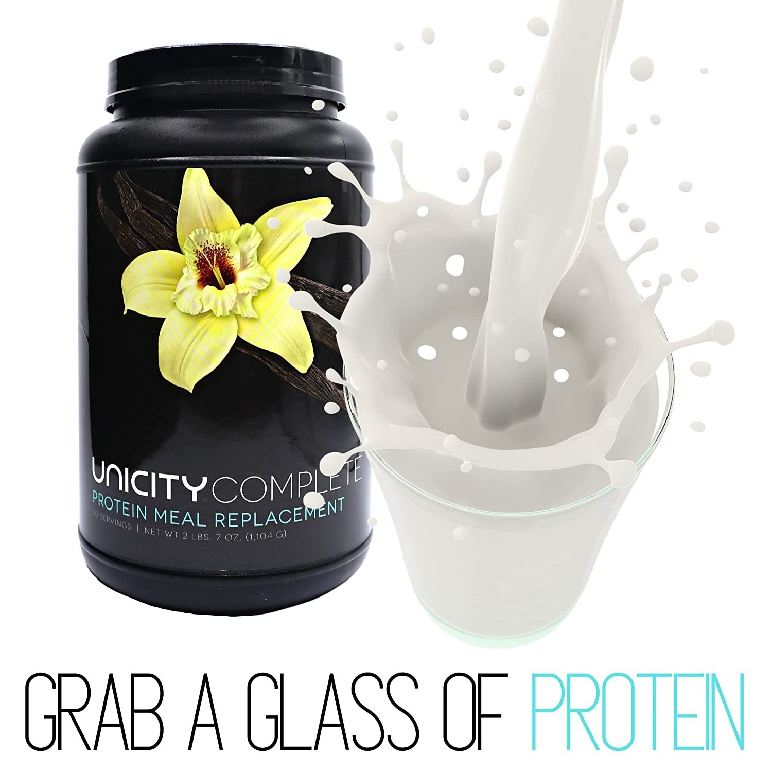 Unicity Complete Vanilla Protein Meal Replacement - Protein Shake Drink Mix with Stevia Extract - Gluten Free - Vanilla Flavored - 30 Servings (2 Lbs 7 Oz)