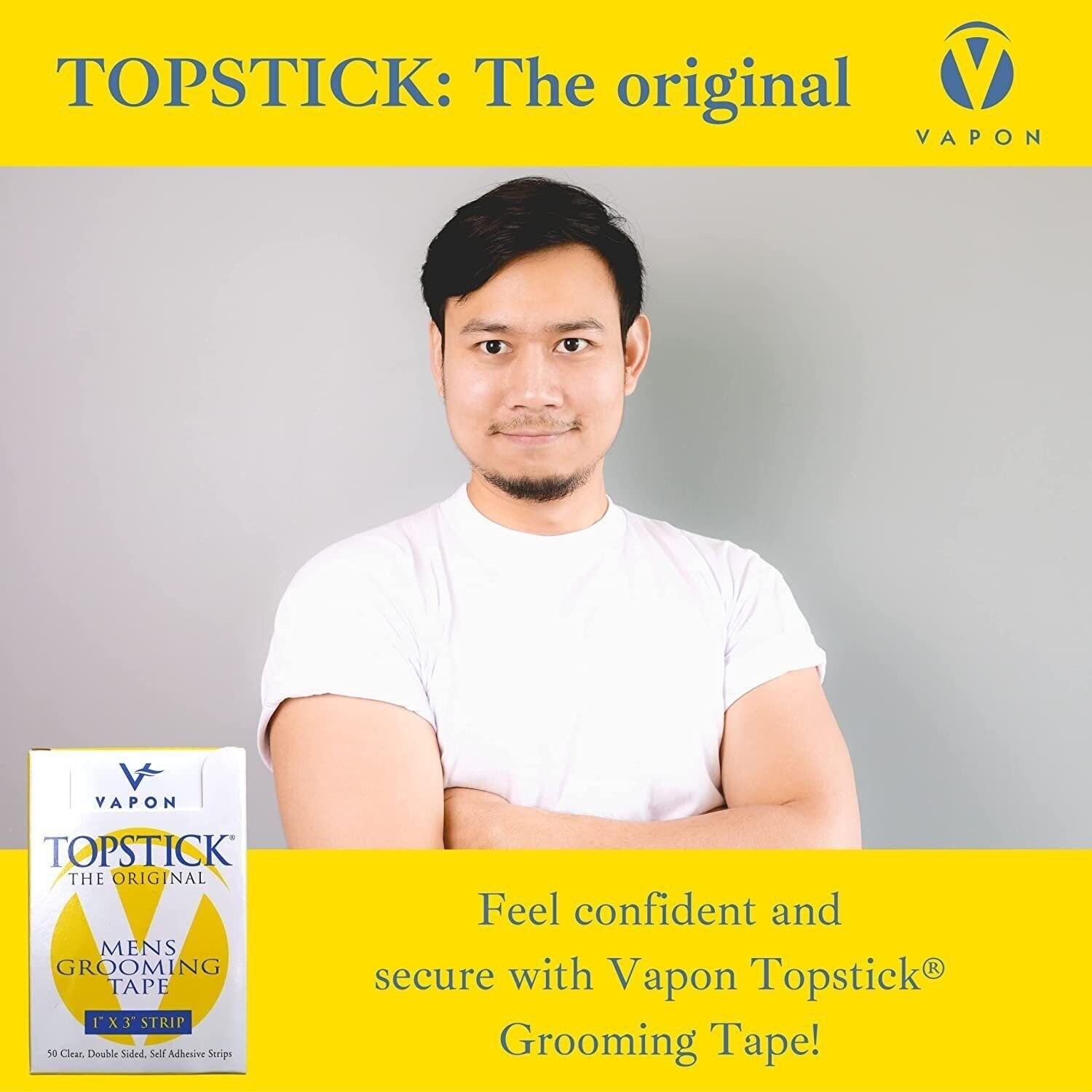 Vapon Topstick The Original Men's Grooming Tape for Toupee or Hairpiece - Clear