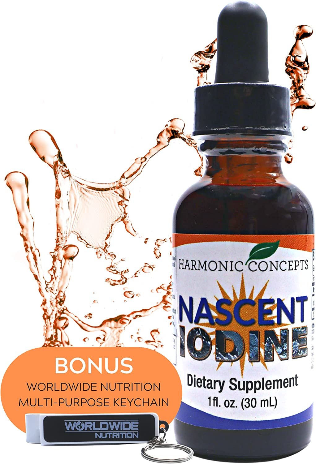 Harmonic Concepts Nascent Iodine Liquid Supplement - Thyroid Support, Detox Cleanse, Mental Clarity, and Immune Support Iodine Solution with Superior Absorption - 1 Fl Oz (30 mL) Liquid Iodine Drops