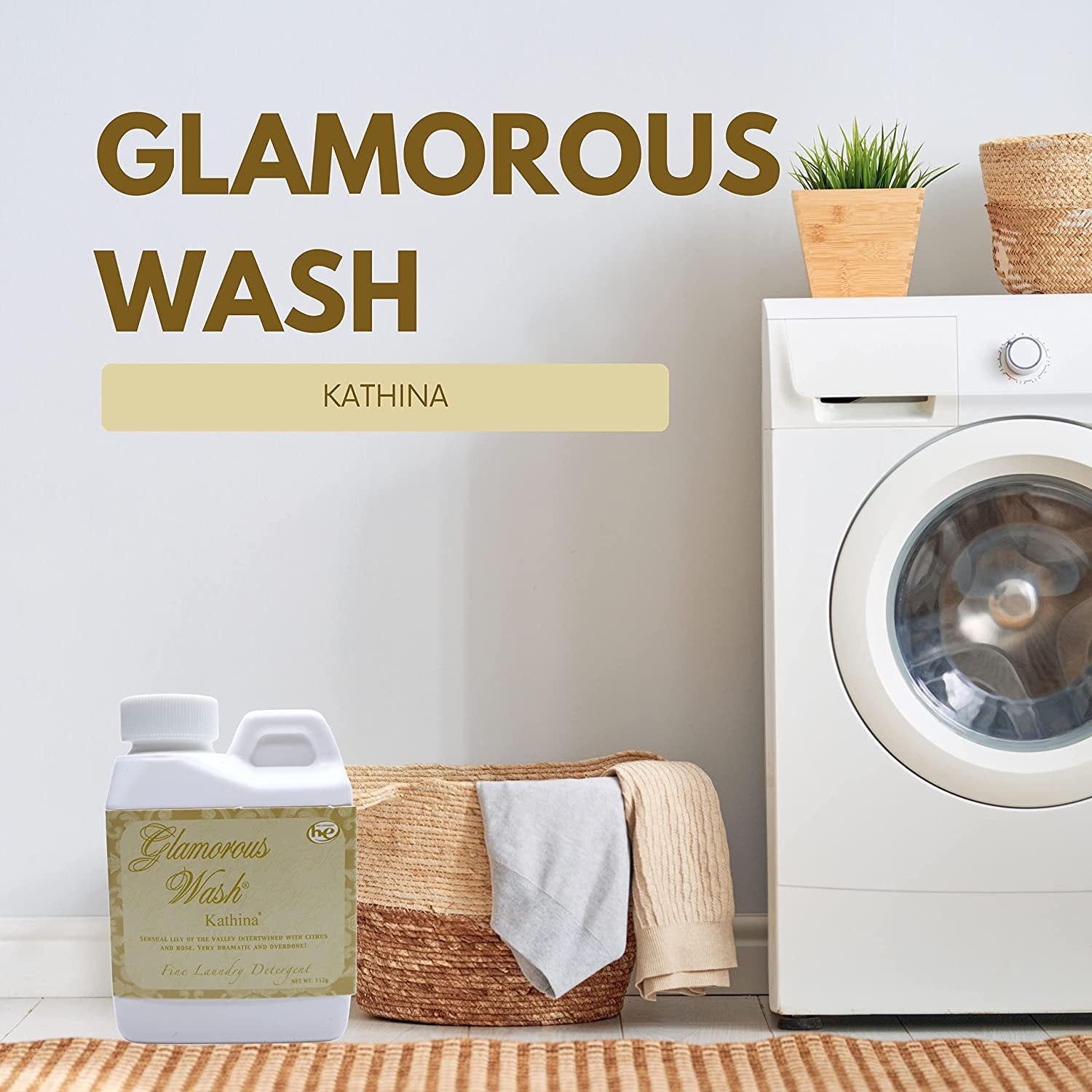 Tyler Candle Company Glamorous Wash Kathina Scent Fine Laundry Liquid Detergent - Liquid Laundry Detergent for Clothing - Hand and Machine Washable - 4oz, 112 gram Container w Bonus Key Chain