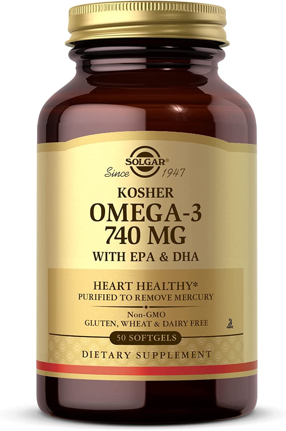 Solgar Kosher Omega-3 675 mg, 50 Softgels - Cardiovascular, Joint & Cellular Health - Omega-3 Fatty Acids EPA & DHA - Non-GMO, Gluten Free, Dairy Free, Kosher - 50 Servings