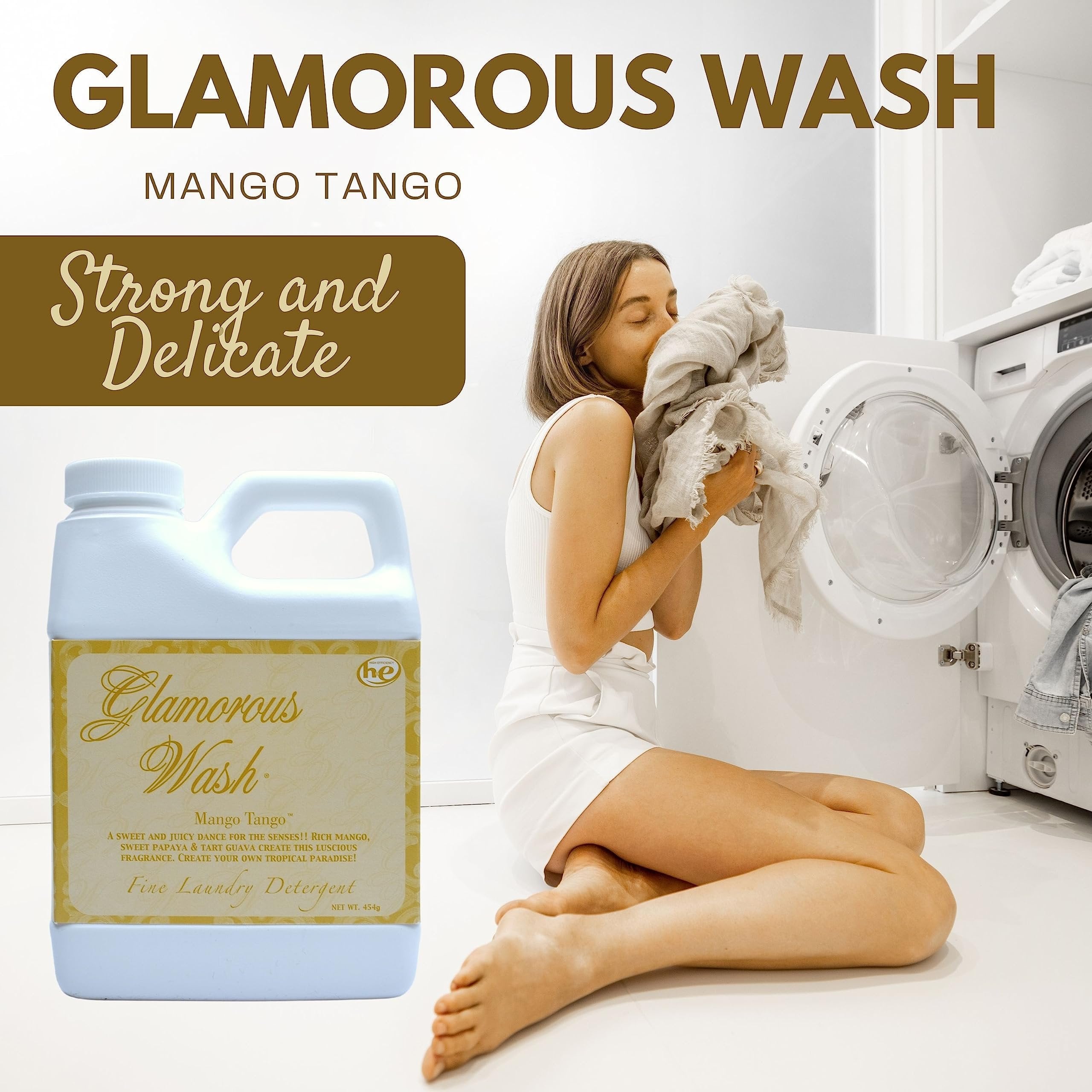 Tyler Candle Company Glamorous Wash Mango Tango Laundry Detergent - Luxury Liquid Laundry Detergent - Hand and Machine Washable - 3.78L (1Gal) with Bonus Worldwide Nutrition Multi Purpose Key Chain