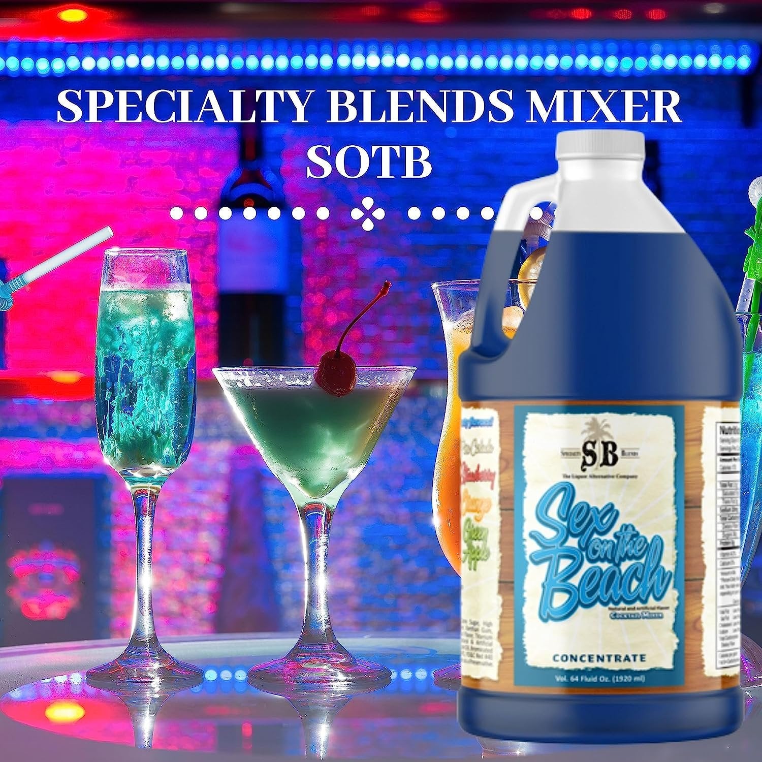 Specialty Blends SOTB Flavored Syrup Cocktail Mixer Concentrate, Made with SOTB Flavor Syrups For Drinks, 1/2 Gallon (Pack of 1) - with Bonus Worldwide Nutrition Multi Purpose Key Chain
