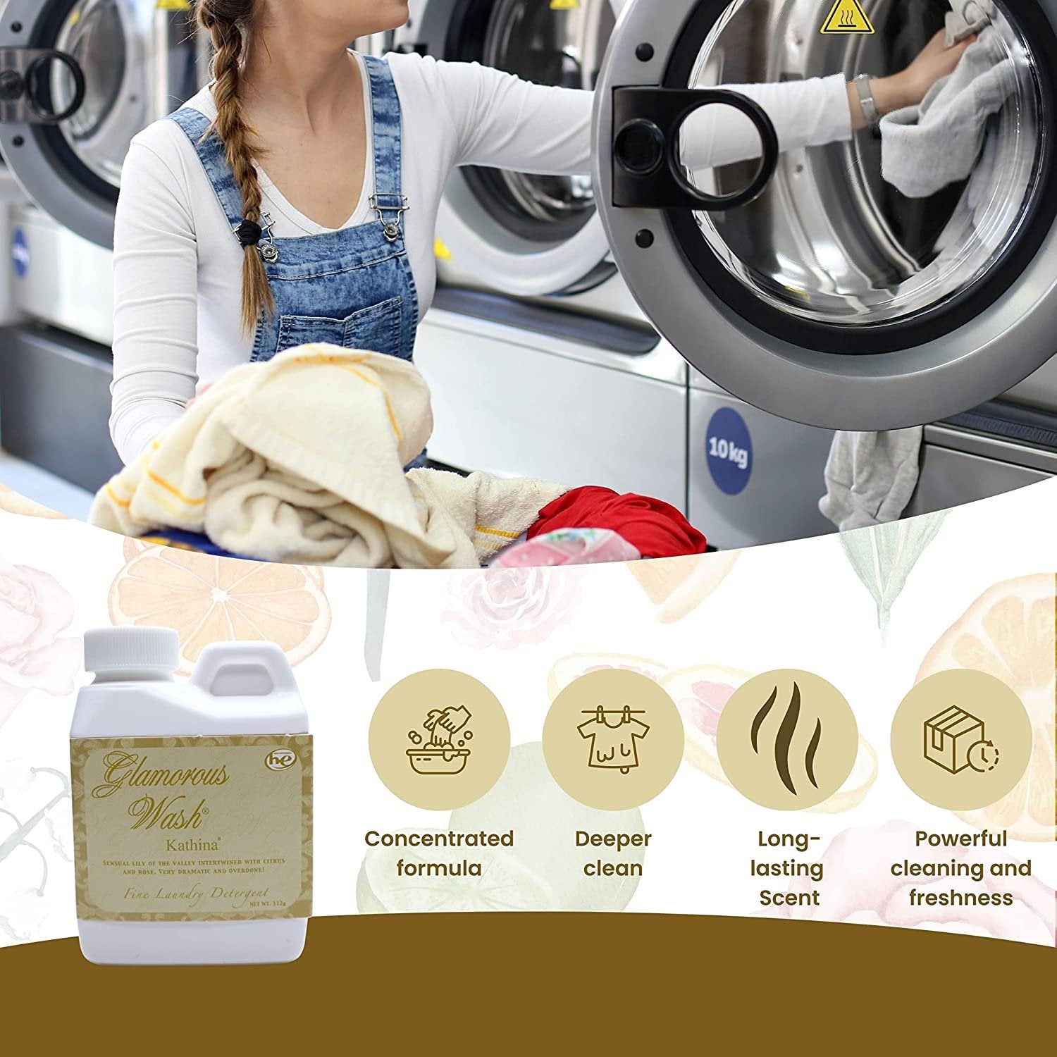 Tyler Candle Company Glamorous Wash Kathina Scent Fine Laundry Liquid Detergent - Liquid Laundry Detergent for Clothing - Hand and Machine Washable - 4oz, 112 gram Container w Bonus Key Chain