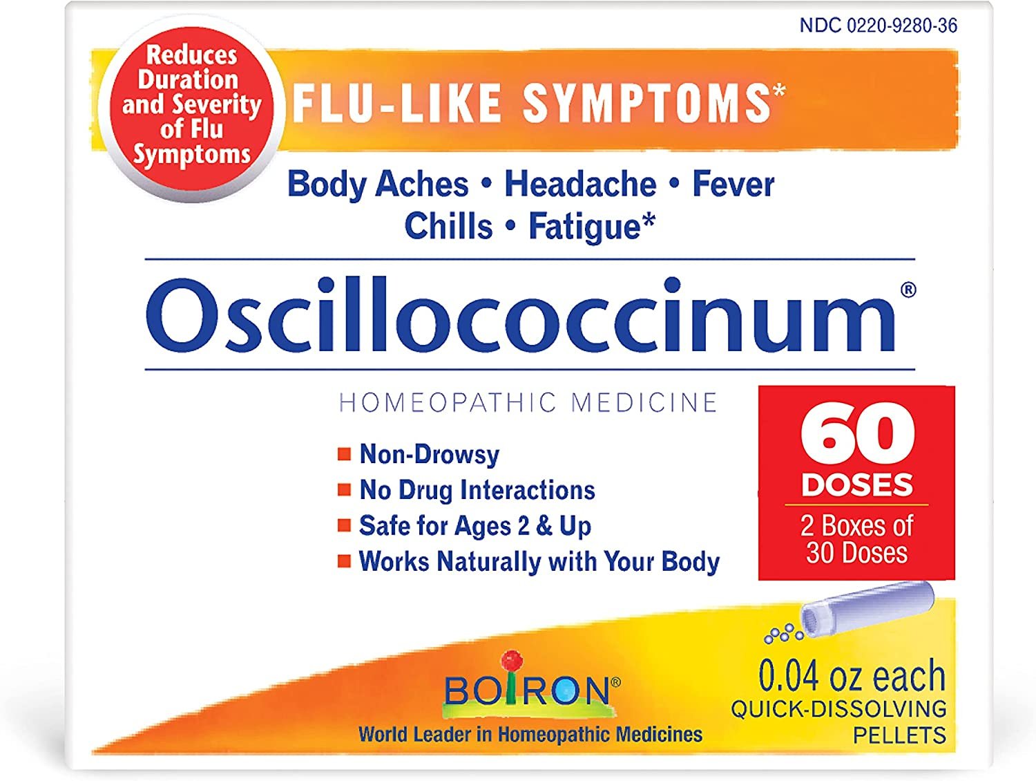 Boiron Oscillococcinum 0.04 Ounce 6 Doses Homeopathic Medicine for Flu-Like Symptoms