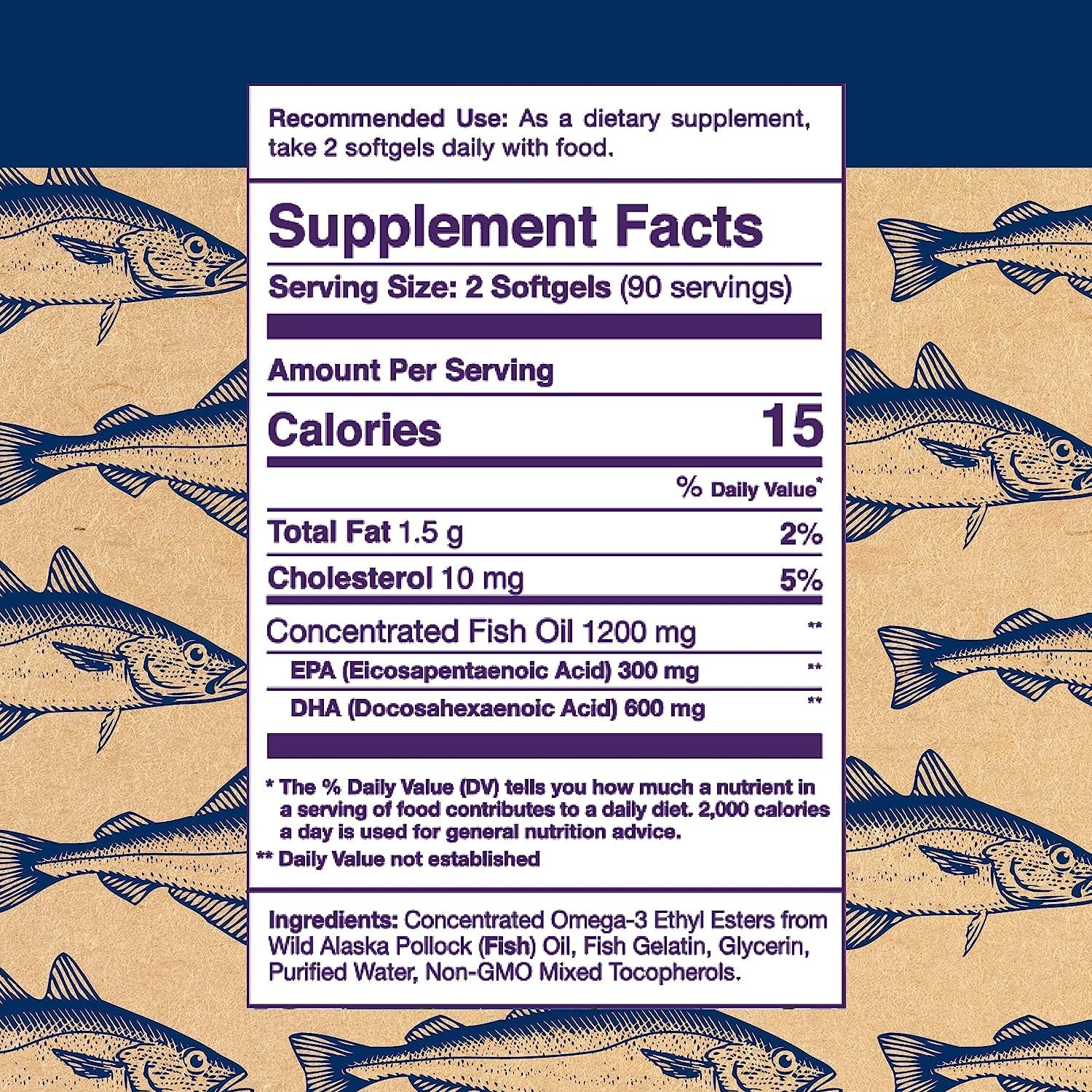 Wiley's Finest Wild Alaskan Fish Oil Prenatal DHA - 600mg DHA Omega-3s - 180 Softgels (90 Prenatal Vitamin Servings)