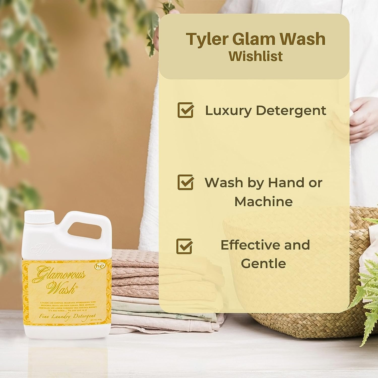 Worldwide Nutrition Bundle, 2 Items: Tyler Glamorous Wash Wishlist Scent Fine Laundry Liquid Detergent - Hand and Machine Washable - 16 oz, 454-gram Container and Multi-Purpose Key Chain