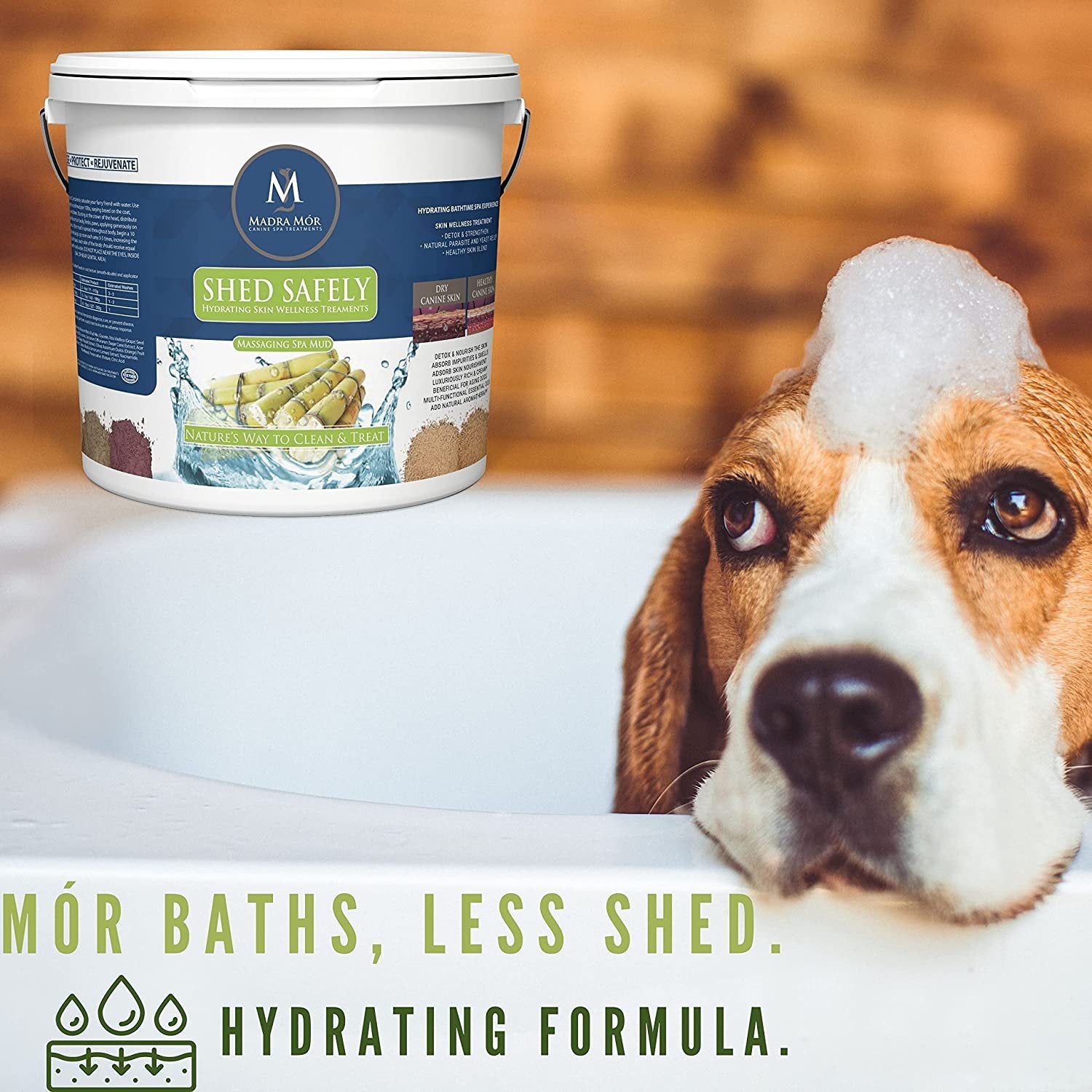 Madra Mor Massaging SPA Mud - Luxurious Dog Skin Wellness Treatment - Cleanse - Protect - Rejuvenate - Shed Safely - 1 Pail (7.5lb) - with Multi-Purpose Key Chain