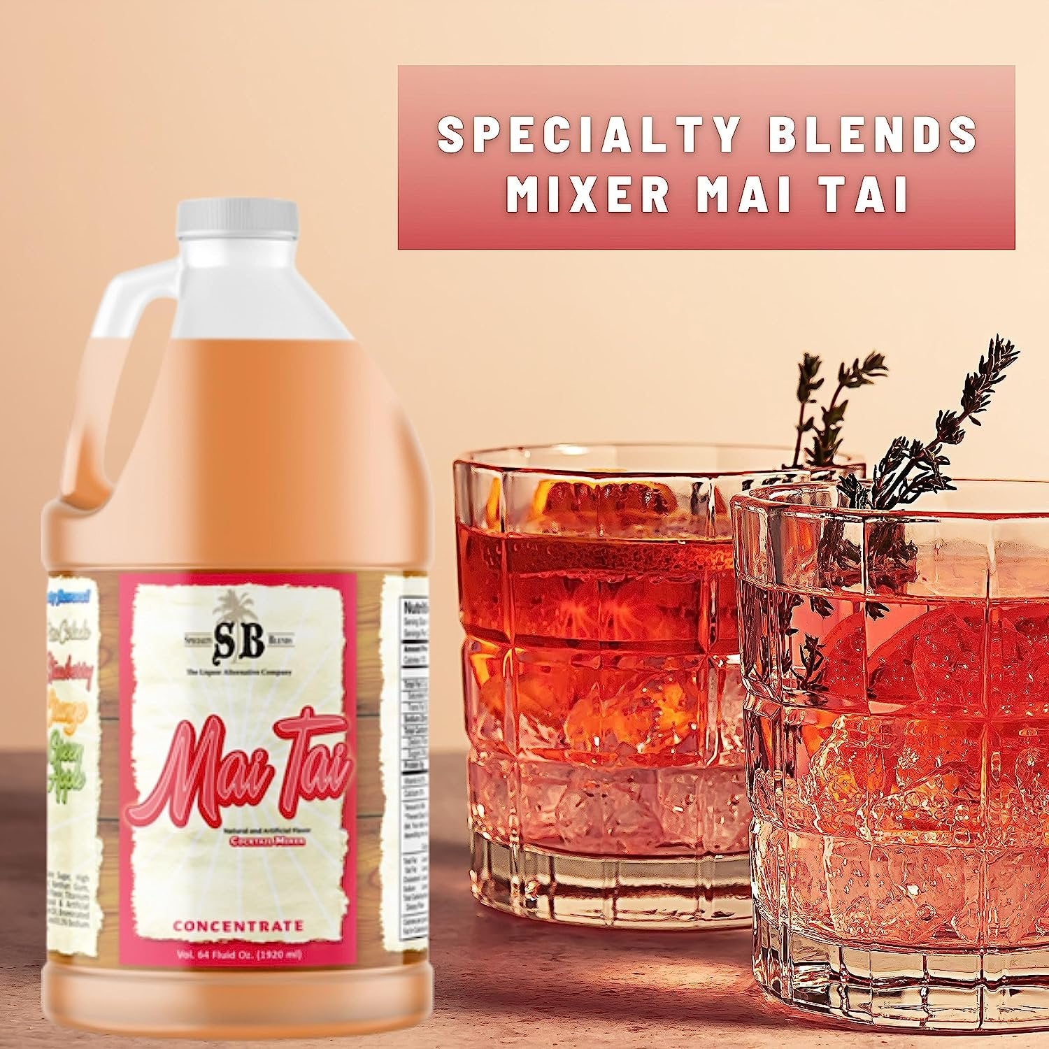 Specialty Blends Mai Tai Flavored Syrup Cocktail Mixer Concentrate, Made with Organic Mai Tai Flavor Syrups For Drinks, 1/2 Gallon (Pack of 1) - with Bonus Worldwide Nutrition Multi Purpose Key Chain