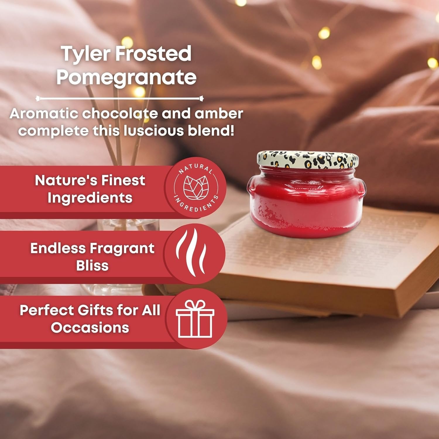 Tyler Candle Company Frosted Pomegranate Wax Scented Candle in a Jar - 11 oz