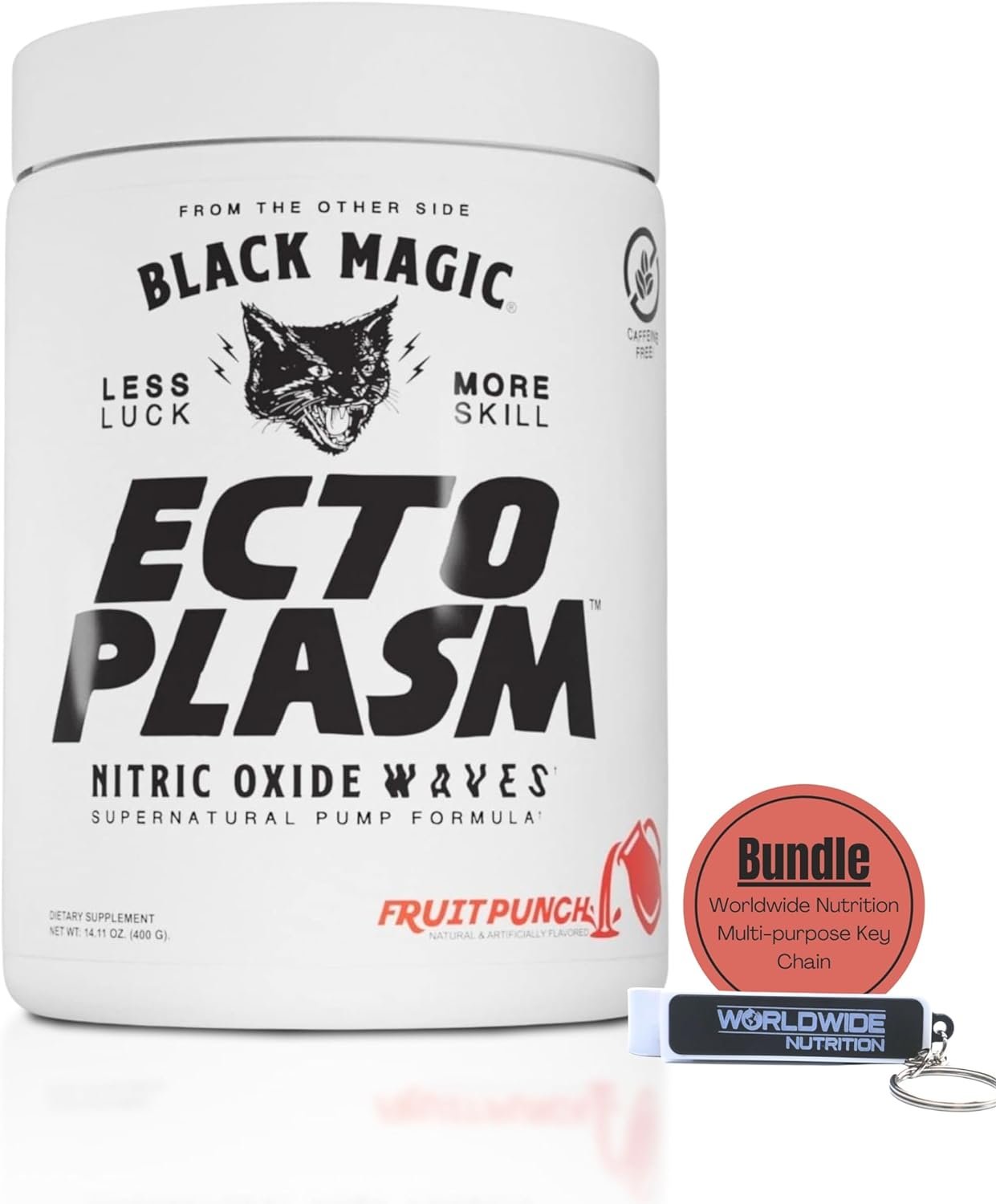 Black Magic Supply Ecto Plasm Nitric Oxide Waves -Supernatural Pump Formula - Non-Stim Pump Pre-Workout - 400g - with Multi-Purpose Key Chain