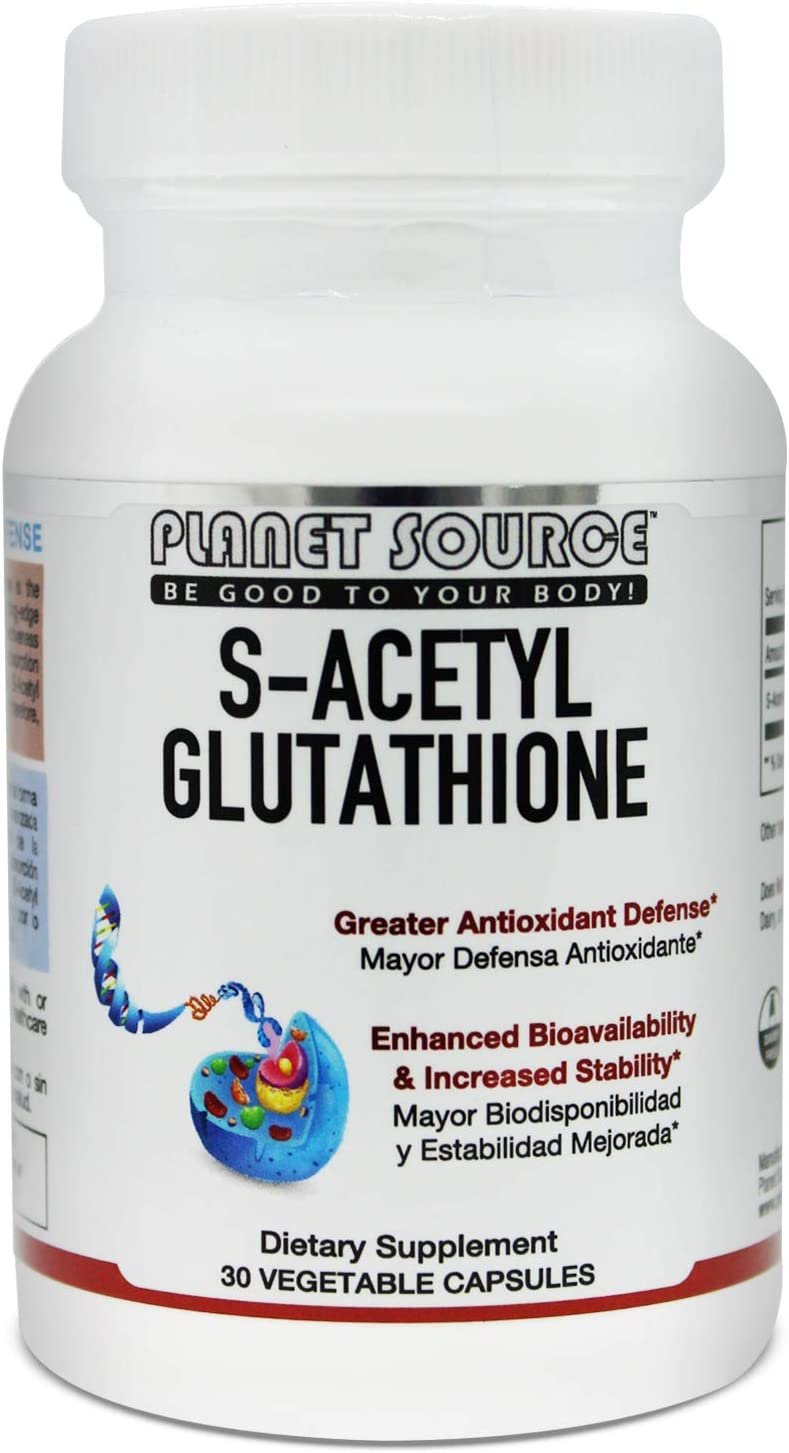 Planet Source S-Acetyl Glutathione (Food Grade) Supplement - Best Detox - Supports Healthy Aging and Cell Function