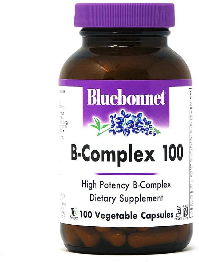 Bluebonnet Nutrition B Complex, Complete Full Spectrum, Vitamin B6, B12, Biotin, Folate, Vegan, Vegetarian, Gluten, Soy & Milk Free, Kosher, 100 Count