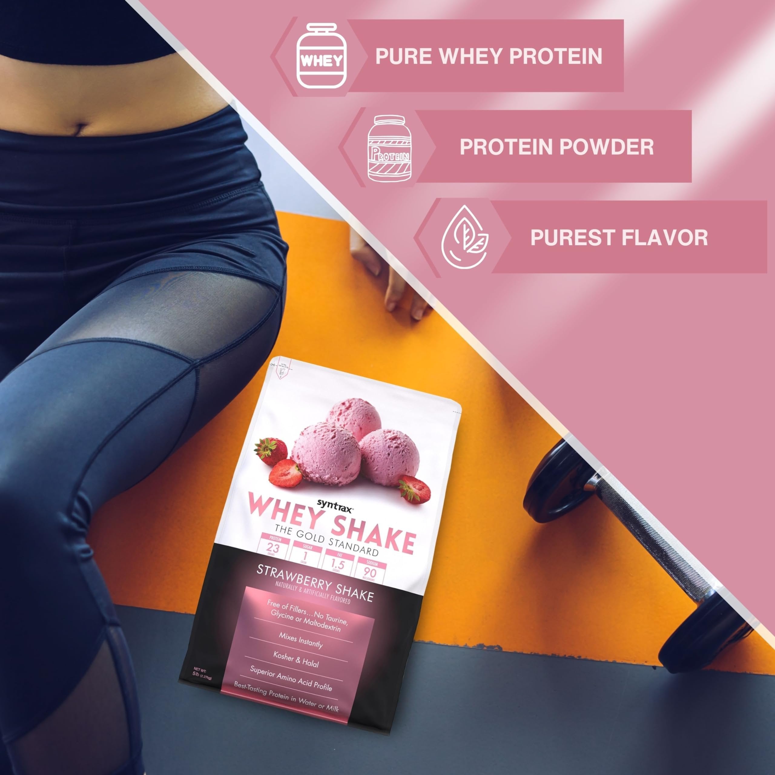 Syntrax Bundle, 2 Items Whey Shake Strawberry Shake Native Grass-Fed Wholesome Denatured Whey Protein Concentrate with Glutamine Peptides 5 Pounds with Worldwide Nutrition Keychain