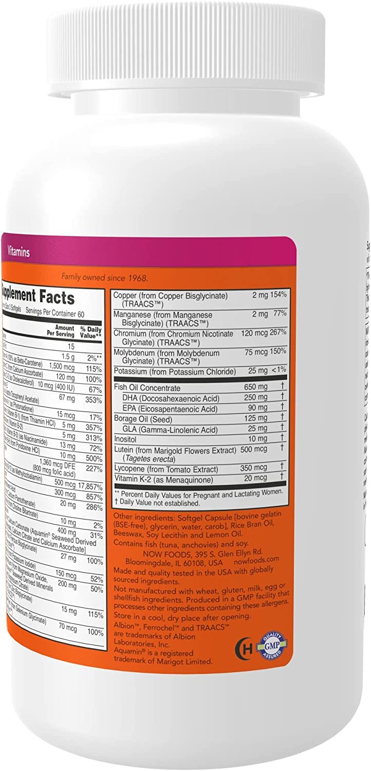 NOW Supplements, Prenatal Gels + DHA with 250 mg DHA per serving, plus Borage Oil (GLA), 180 Softgels