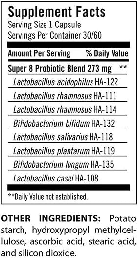 Flora Super 8 Hi Potency Probiotics 60 Count - Healthy Yeast Balance & Digestive Health - For Men & Women - 42 Billion CFU, Raw, Gluten Free - Up to 2 Month Supply